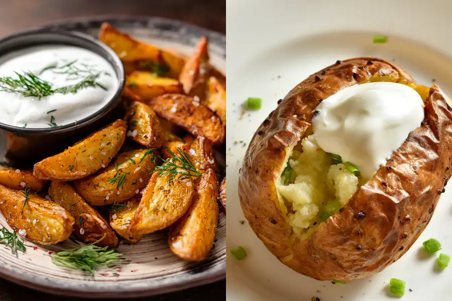 Crispy Roasted Potatoes with Sour Cream & Herbs