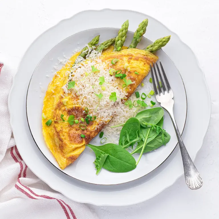 Omelette with Asparagus Herbs & feta