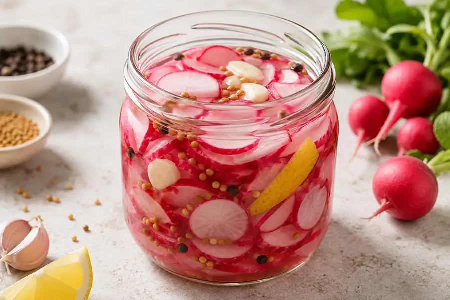 Quick fermented radishes