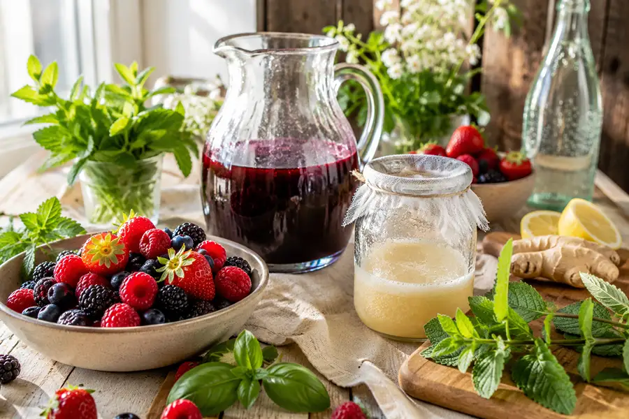 Berry and Herb Sparkling Drink