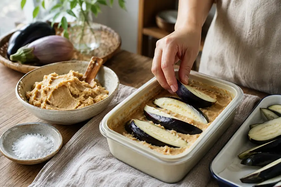Miso-cured aubergine (misozuke-style)