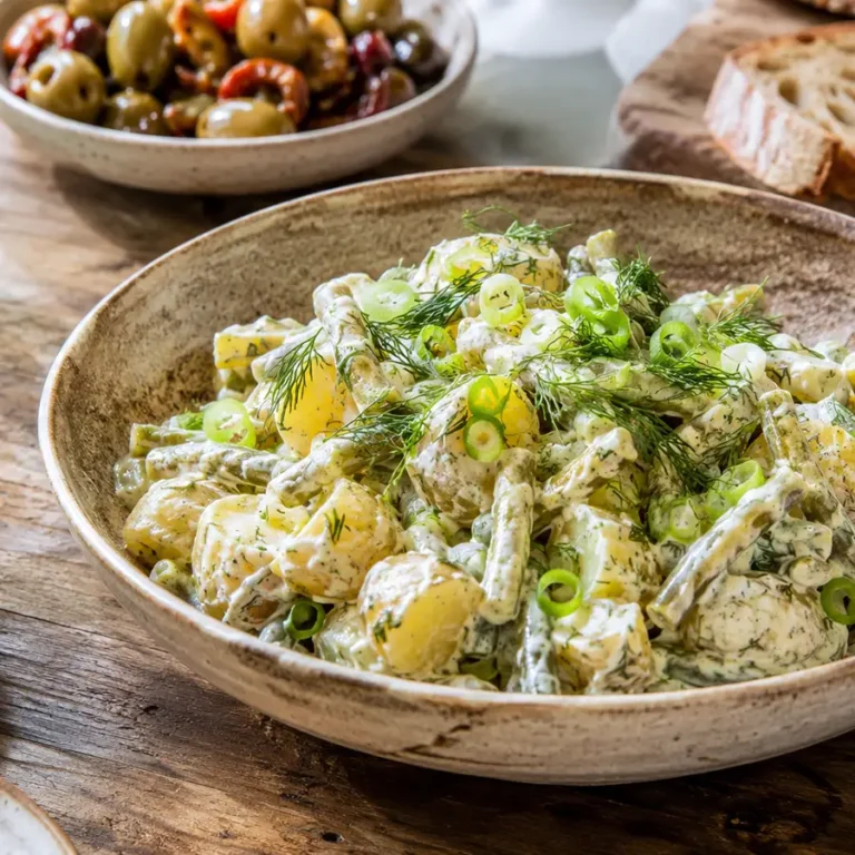 Summer potato salad with fermented green beans