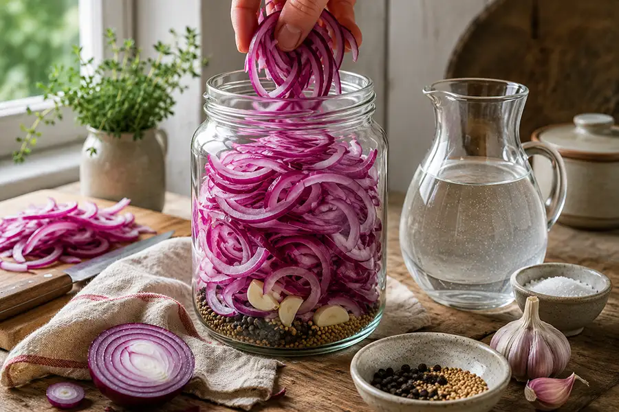 Lacto-Fermented Red Onions